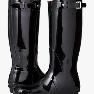 Women’s Hunter Original Adjustable Back Gloss Wellington Winter Rain Boot